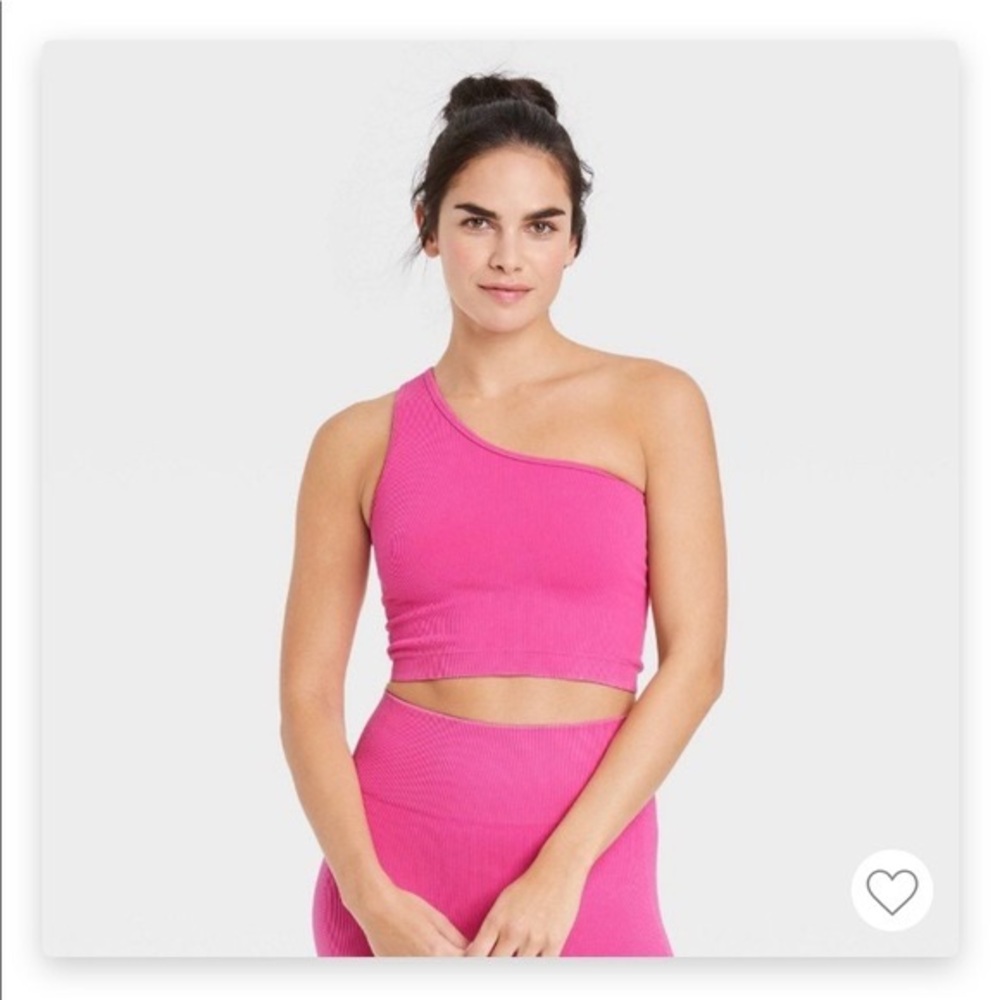 Joylab set hot pink one shoulder ribbed top & leggings. Gently worn. Size small